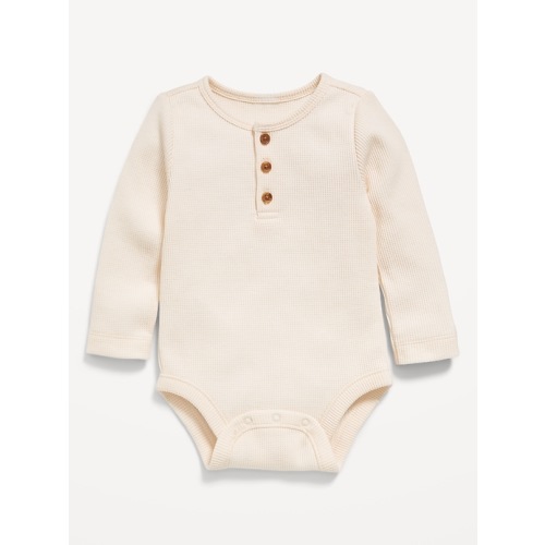 Long-Sleeve Thermal-Knit Henley Bodysuit for Baby