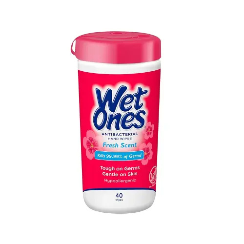 Wet Ones Antibacterial Hand Wipes, Fresh Scent Wipes | Antibacterial Wipes, Hand Sanitizer Wipes, Wet Ones Wipes, 40 ct. Canister