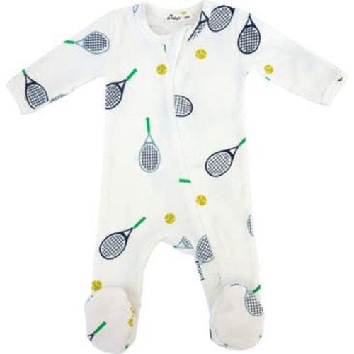 Tennis Print Zipper Footie, 9M