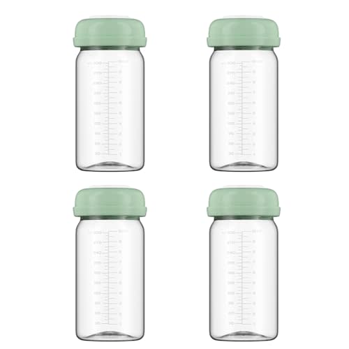 BDICOVE Breastmilk Storage Bottles Collection Bottles, 10oz Wide-Neck Breast Milk Container Compatible for Spectra S1 S2 SG Motif Luna Breast Pumps, Fit for 22oz Breast Milk Cooler & Fridge, 4 Packs