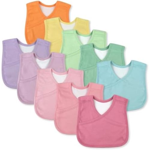 HonestBaby Unisex 10-Pack Organic Cotton 4 in 1 Reversible Bibs