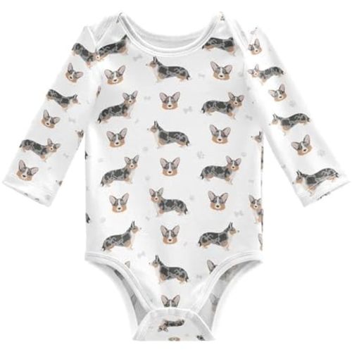 vvfelixl Baby Bodysuits Black Pug White Long Sleeve Cotton Baby Clothes For Boys Girls 0-24 Months