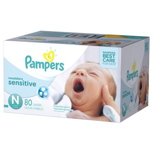 Pampers Swaddlers Sensitive Newborn Diapers Size 0 80 count