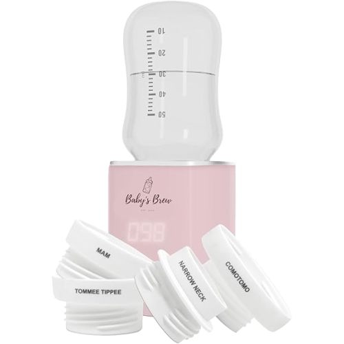 Baby’S Brew Portable Bottle Warmer with Adapter Set – Cordless Baby Bottle Warmer for Breastmilk & Formula, Rechargeable, Leak-Proof, Travel-Friendly Milk Warmer, Pink
