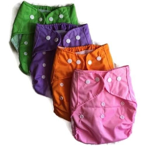 Reusable Baby Cloth Pocket Diapers, 6 pcs + 6 Inserts, Aanimal, One Size