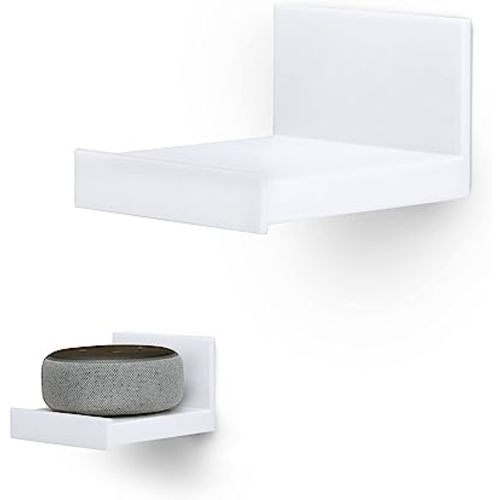 BRAINWAVZ Screwless 4" Universal Shelf for Cloud Security Camera, Baby Monitor, Small Speakers, Electronics & More, No Tools, VHB Tape Strong Adheasive, Easy to Install (White)