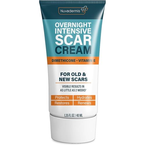 NUVADERMIS Overnight Intensive Scar Cream – Reduces Appearance of Scars & Blemishes, Hydrates & Nourishes Skin, Night Repair Formula for Face & Body – 1.35 Fl Oz