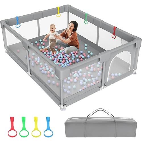 79"×71" Extra Large Baby Playpen, Big Playpen for Babies and Toddlers, Gap-Free, Climb-Proof Play Yard, Spacious Baby Play Pen with Zippered Door and Storage Bag