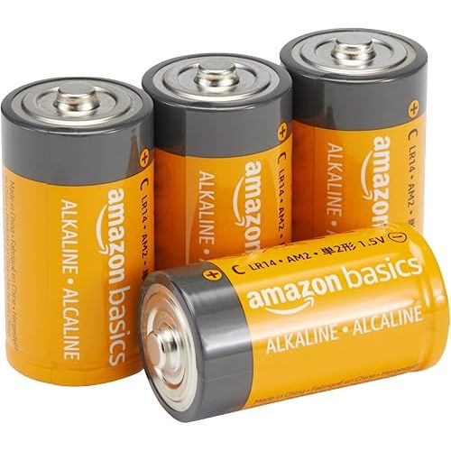 Amazon Basics 4-Pack C Cell Alkaline All-Purpose Batteries, 1.5 Volt, 5-Year Shelf Life
