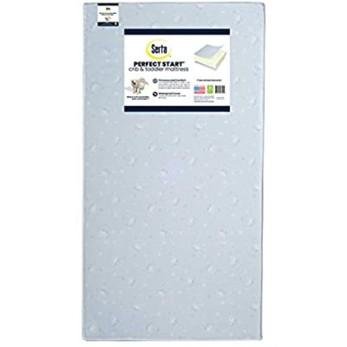 Delta Children Serta Perfect Start Fiber Core Crib & Toddler Mattress |Waterproof | GREENGUARD Gold Certified | Trusted 7 Year Warranty | Made in The USA, Crib Mattress (A41114-1113)