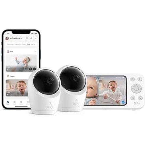 eufy Security Baby Monitor E20 with 2K HD Camera, 5'' 720p Display & Baby Monitor E20 Add-On Camera, 2K HD Resolution (Bundle)