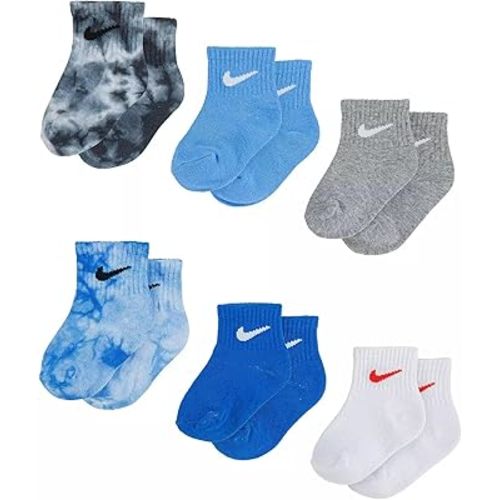 Nike Toddler Baby Boy Socks White/Blue 6 Pairs, Size 6-12 Months