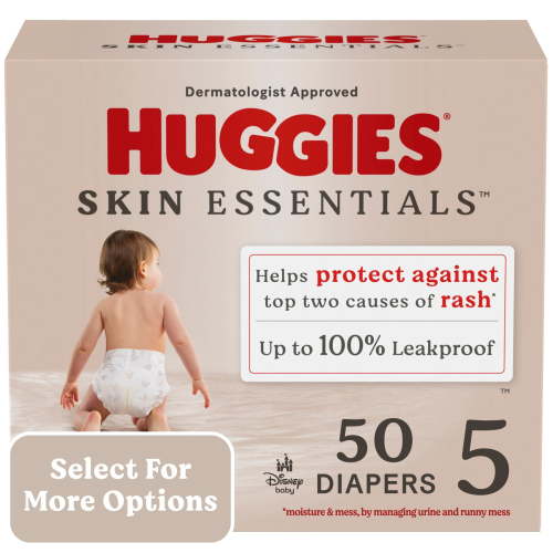 Huggies Skin Essentials Baby Diapers, Size 5 (27+lbs), 50 Ct (Select for More Options)