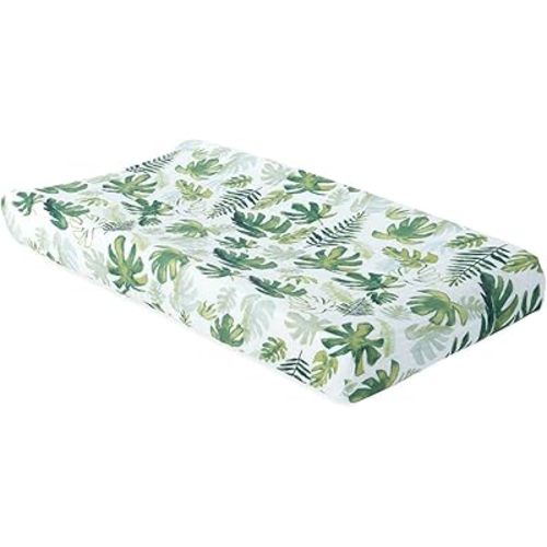 Little Unicorn Premium Changing Pad Cover | Extra Soft & Breathable Muslin Fabric (Tropical Leaf)