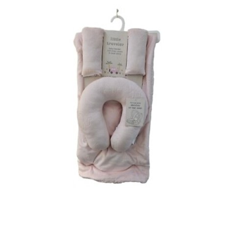 New Little Traveler Baby Set Pink Blanket Belt Strap Covers Travel Pillow