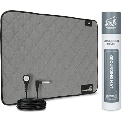 Premium Grounding Mat for Feet, Soft Cotton & Silver Fiber, Comfort for Sleep & Wellness, Grounding Pad for Anti-Aging & Inflammation, Grounding Mat for Bed and Desk (24x16 Inches)