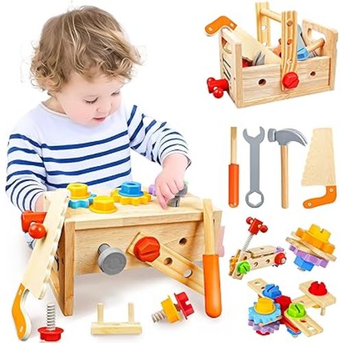 Kids Tool Set - 29 Piece Wooden Toddler Tool with Box