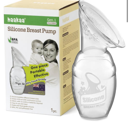 haakaa Manual Breast Pump for Breastfeeding, Silicone, Clear 4oz/100ml