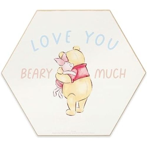 Disney Winnie the Pooh and Piglet Love You Beary Much Wood Wall Decor - Adorable Winnie the Pooh Sign for Kids' Bedroom or Nursery