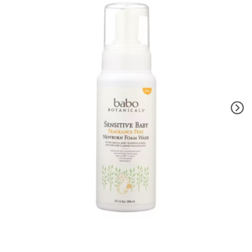 Babo Botanicals Sensitive Baby Fragrance Free Newboarn Foam Wash