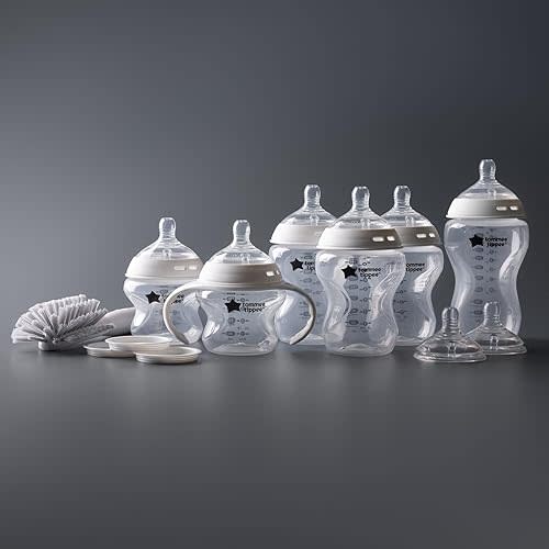 Tommee Tippee Natural Start Grow with Baby BPA Free Bottle 13 Piece Set, 2 x 5oz, 3 x 9oz and 1 x 11oz, Slow, Medium and Thicker Flow Nipples, Removable Bottle Handles