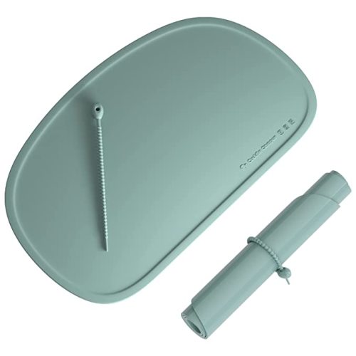 Cuddle Campus Silicone Placemat with Raised Edges for Kids,Toddlers,Babies, Non-Slip Table Setting Placemat for Dining,Come with String for Storage - Tourmaline - Large-1 Pack