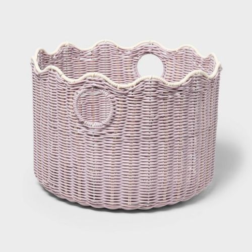 Scalloped Poly Rattan Large Decorative Basket Lavender - Brightroom™