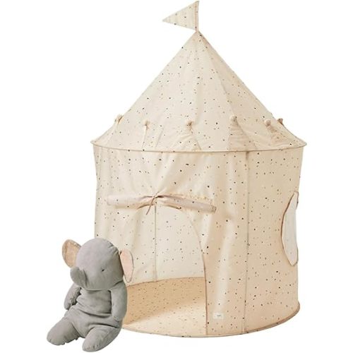3 Sprouts Kids Play Tent - Sustainable Recycled Fabric – Fun Spacious Childs Playhouse for Indoor Games for Boys & Girls - Durable Fort Pop Up House for Toddlers & Children Age 3-10 - Terrazzo Beige