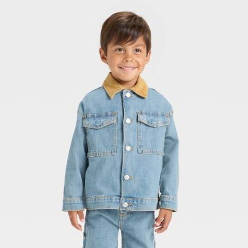 Toddler Boys' Collared Denim Jacket - Cat & Jack™ Medium Wash