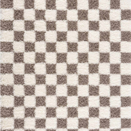 Atira Brown Checkered Area Rug | Brown Checkered Shag Rug