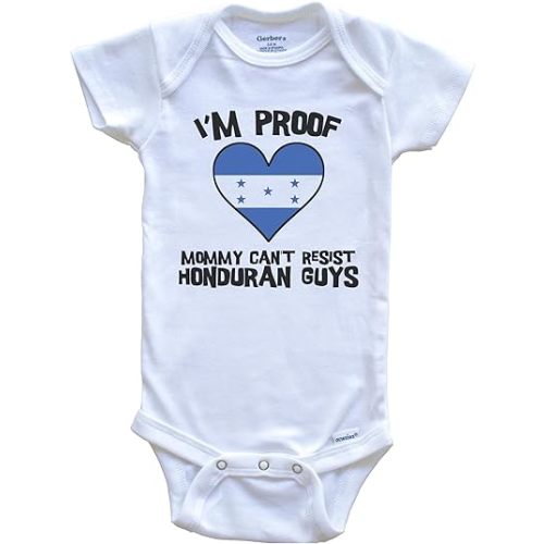 I'm Proof Mommy Can't Resist Honduran Guys Honduras Flag Heart One Piece Baby Bodysuit