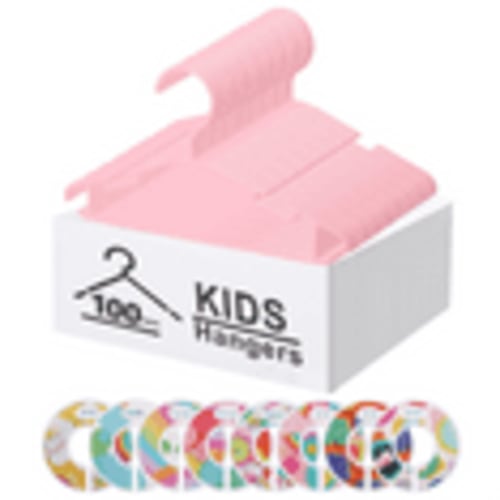 GoodtoU Baby Hangers for Closet 100 Pack Kids Hangers Chlid Hangers Nursery Hangers Infant Hangers Baby Hangers with Size Dividers, Pink