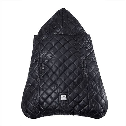 7AM Enfant K-Poncho 3-in-1 Baby Carrier Cover & Stroller Blanket with Plush Lining in Black