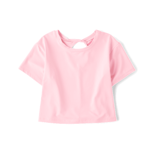 Girls Quick Dry Twist Back Boxy Top - Pink