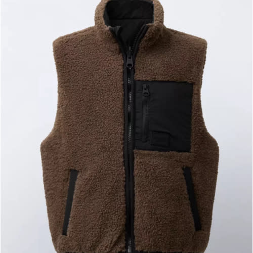 REVERSIBLE FLEECE VEST - Brown | ZARA United States