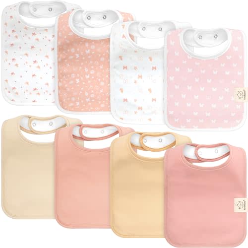 KeaBabies 8-Pack Organic Baby Bibs for Boys, Girls - Super Absorbent Cotton Drool Bibs for Baby Girl & Boy, Teething Toddler, Drooling Newborn, Ultra Soft & Machine Washable (Butterflies)