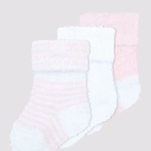Baby Organic Cotton Turn Over Rib Cuff Socks 3 Pack - Underworks - Oat, white, latte | Target Australia