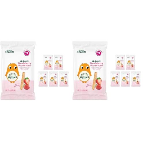 Little Bellies Organic Strawberry Pick-Me Sticks Baby Snack (Pack of 10 x 0.56 oz Individual Packs)