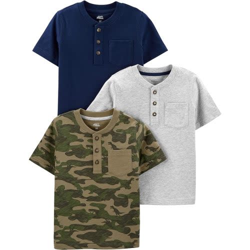 Simple Joys by Carter's Baby Boys' 3-Pack Short-Sleeve Tee Shirts - 2T - Green Camo/Grey Heather/Navy