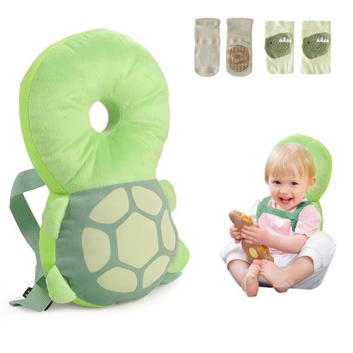 Baby Head Protector Backpack with Knee Pads & Non-Slip Socks, Toddler Safety for Crawling & Walking (Style 2)