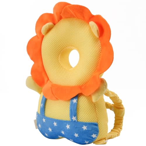 HGTC Baby Head Protector Backpack -Soft & Lightweight Pads - Prevents Bebes Backward Fall Lion Plush Stuffed