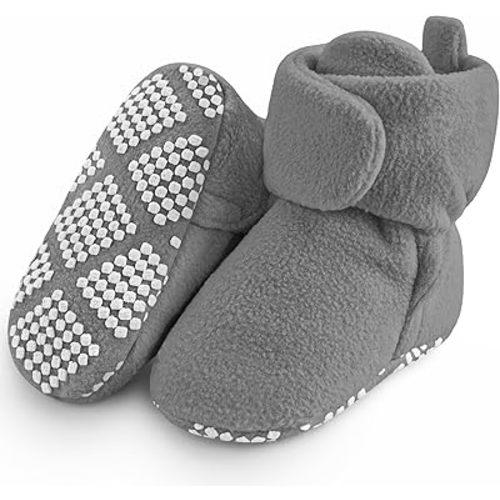 Pro Goleem Fleece Baby Booties, Warm Cozy Baby Slippers, Stay On Sock Shoes, Easy to Put on, Unisex Baby Gifts, Soft Non-Slip Adjustable Newborn Boots for Boys and Girls