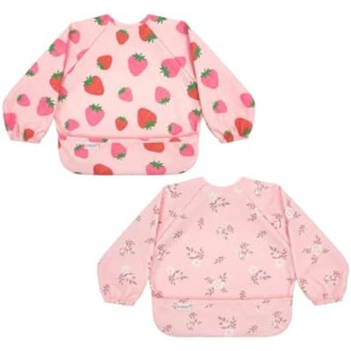 ALVABABY Baby Bib Waterproof Feeding Bibs with Crumb Catcher Pocket Snap Adjustable Toddler Boys Girls