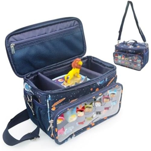 for Tonies Carrying Case, Toniebox 1 2 Case for Tonies Figures,Tonie Characters, Tonies Storage and Organizer with Shoulder Strap,Tonies Box Starter Set,Tonies Headphones,Charging Station Bag (Blue)