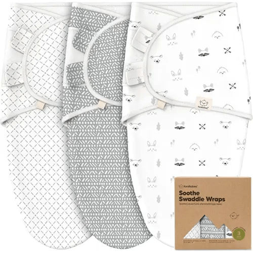 3-Pack Organic Baby Swaddle Sleep Sacks - Swaddles for Newborns, Infant 3-6 Months, Baby Girls, Boys, Soft & Snug Newborn Sleep Sack, Nursery Swaddling Blankets (Nordic, L)