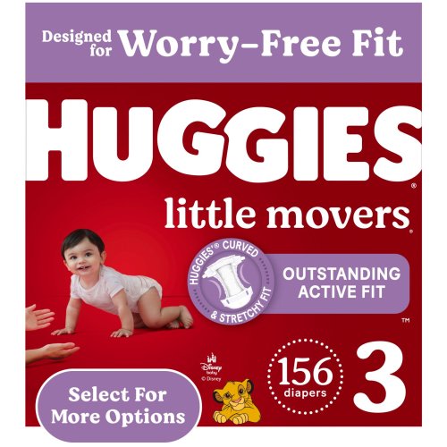 Huggies Little Movers Baby Diapers, Size 3 (16-28 lbs), 156 Ct (Select for More)