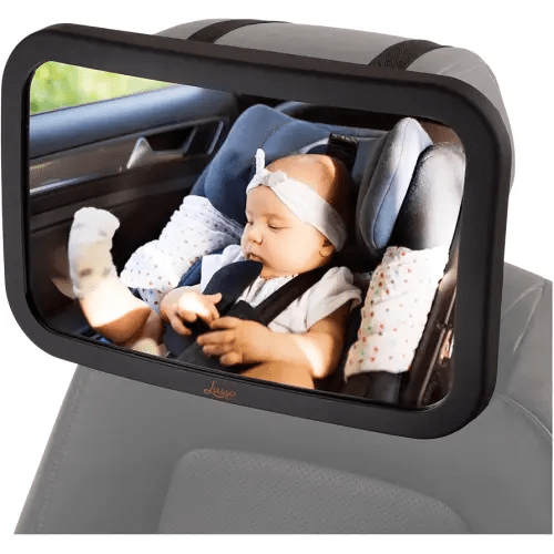 Lusso Gear Baby Backseat Mirror for Car. Largest and Most Stable Mirror with Premium Matte Finish, Crystal Clear View of Infant in Rear Facing Car Seat - Secure and Shatterproof (Black)