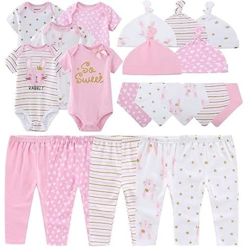 Kiddiezoom Newborn Baby Girl Boy Clothes Baby Outfits Pants Bodysuits Gifts Set Layette Set 0-3 Months