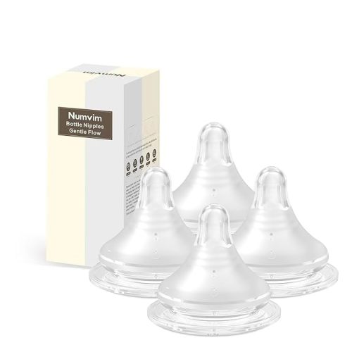 Silicone Bottle Nipple with Latch-On Point, Gentle Flow, Natural Feel (6m+, L, 4 Counts)