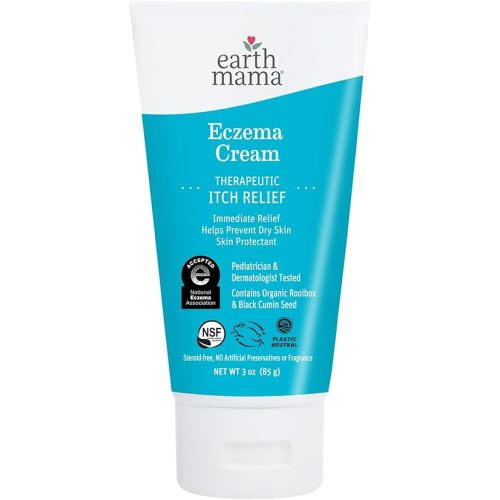 Earth Mama Eczema Cream | Therapeutic Itch Relief Moisturizer Lotion for Itchy Rashes, Bug Bites, Poison Oak, Ivy & Sumac | No Steroids, Artificial Preservatives or Fragrance, 3-oz Tube